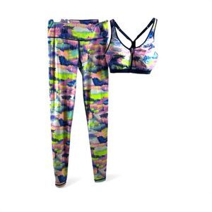 VSX Sport by Victorias Scret Sports Bra and Leggings Set in Rainbow Size XS/34B